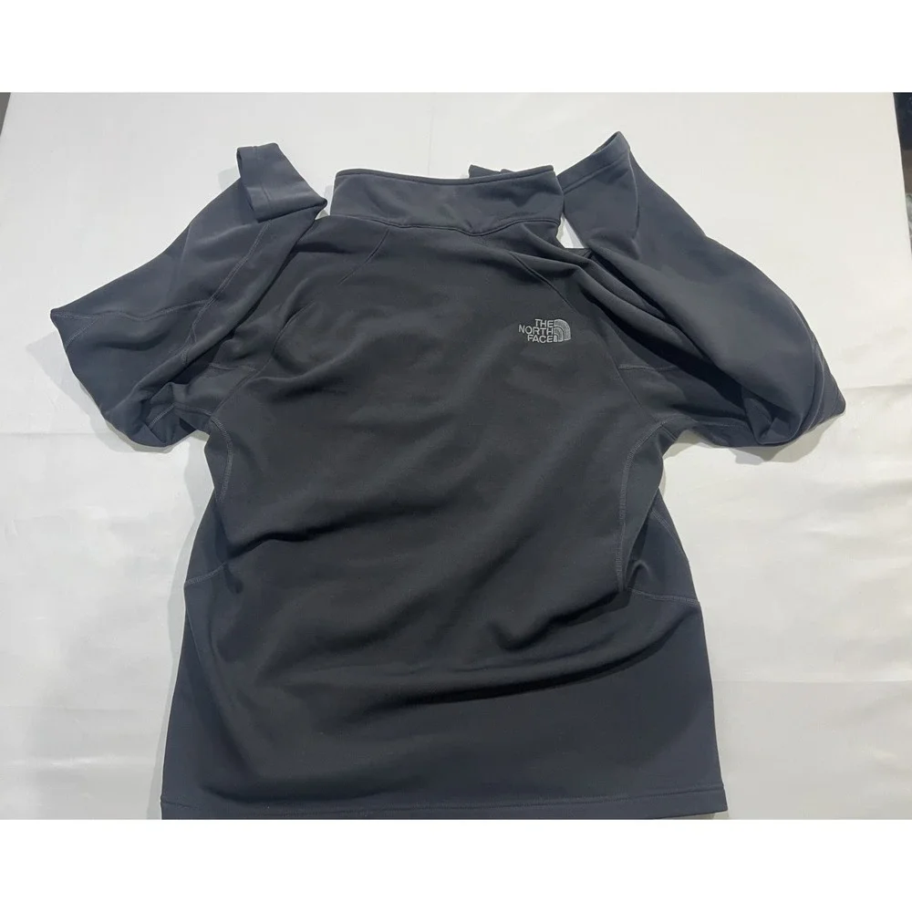 The North Face Fleece Sweatshirt Mens Medium Gray 1/4 Zip Pullover Hiking Casual